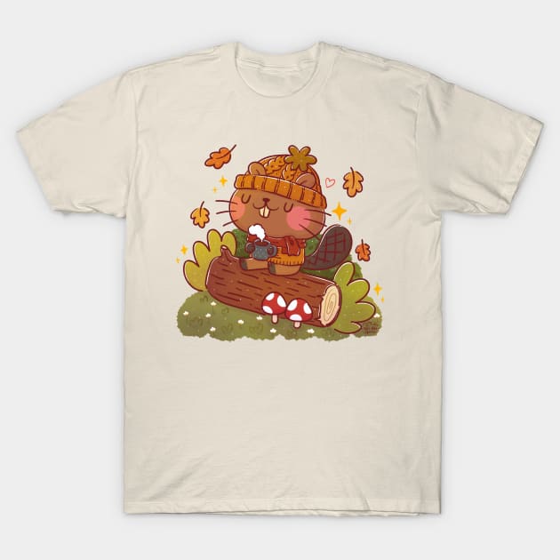Cute Autumn Beaver T-Shirt by Nas.ArtSpace